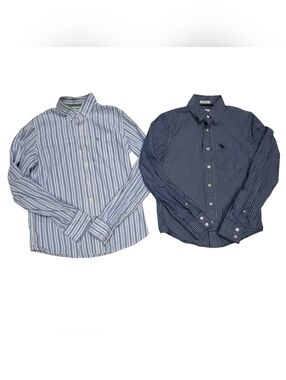 Abercrombie & Fitch Striped Button-Down Shirts - Light Blue & Navy